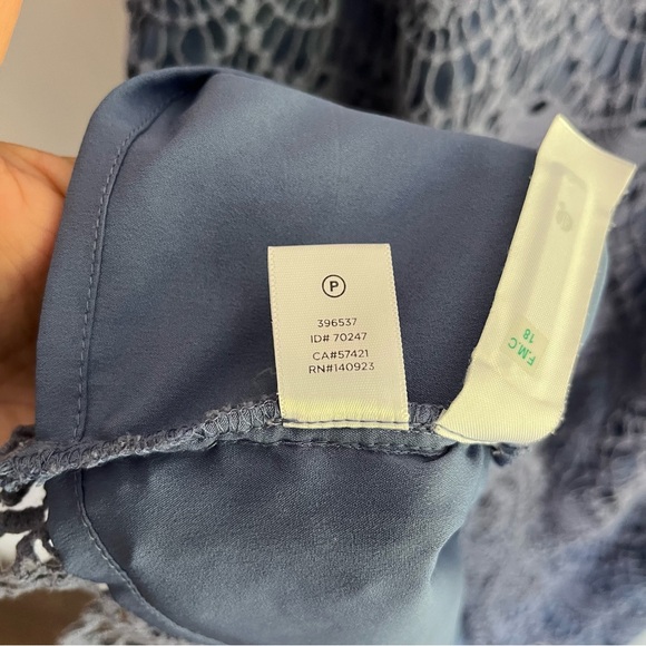 LOFT Blue Crochet Sleeveless Mini Dress size 16 - Picture 8 of 9